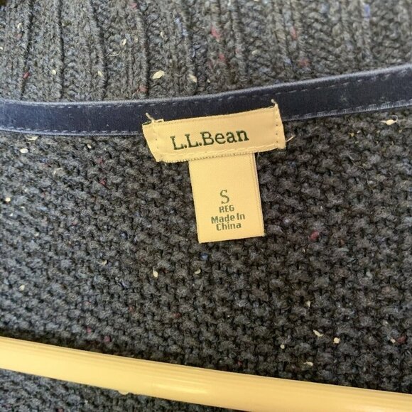 LL Bean Womens Cardigan Small Knit Open Front Sweater Long Sleeve Blue White Dot - Picture 4 of 10